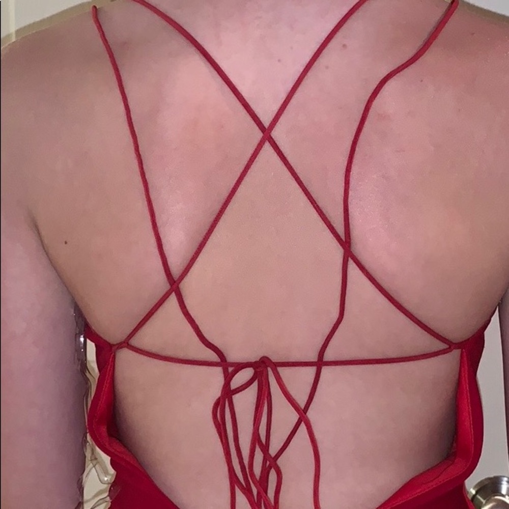 Red laced up back bodysuit